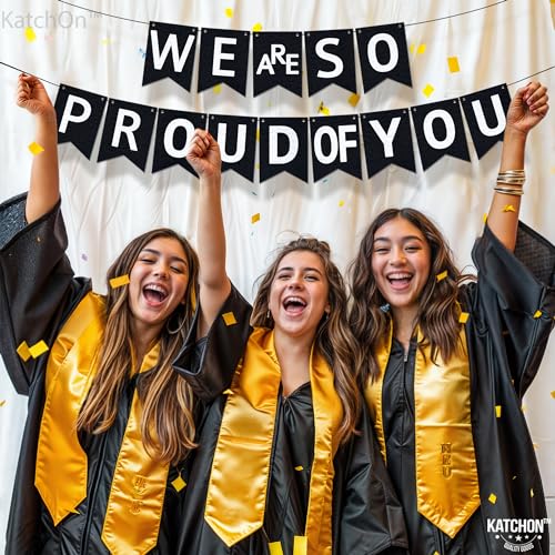 KatchOn We are So Proud of You Banner - 10ft Pre-Strung Congratulations Banner for 2026 Graduation Decorations