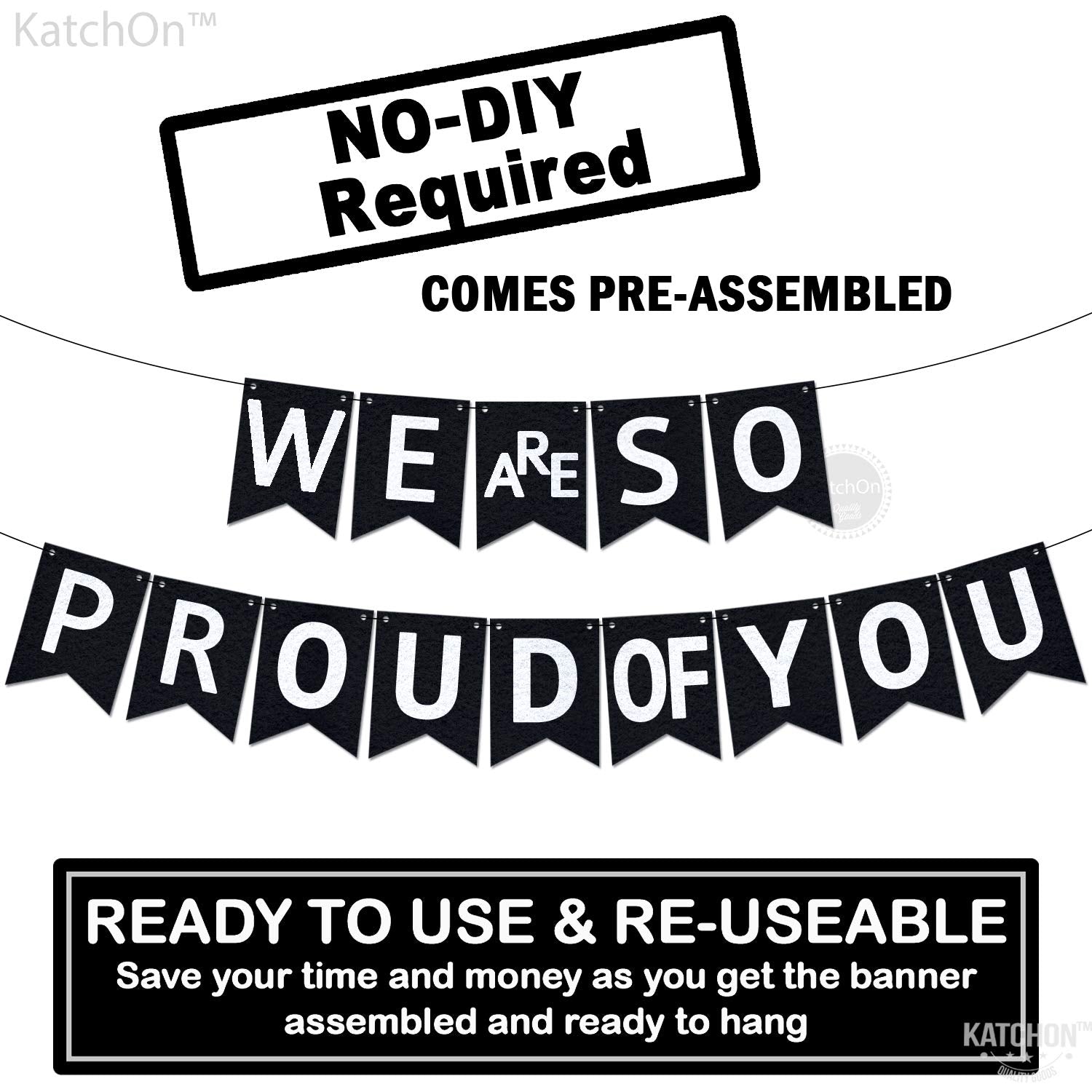 KatchOn We are So Proud of You Banner - 10ft Pre-Strung Congratulations Banner for 2026 Graduation Decorations