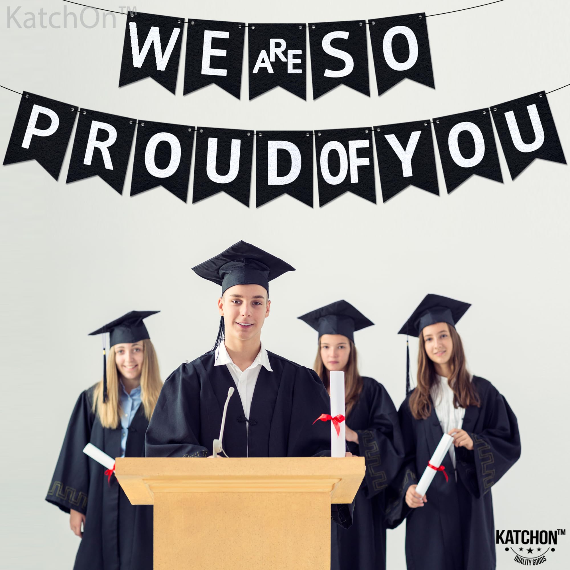 KatchOn We are So Proud of You Banner - 10ft Pre-Strung Congratulations Banner for 2026 Graduation Decorations