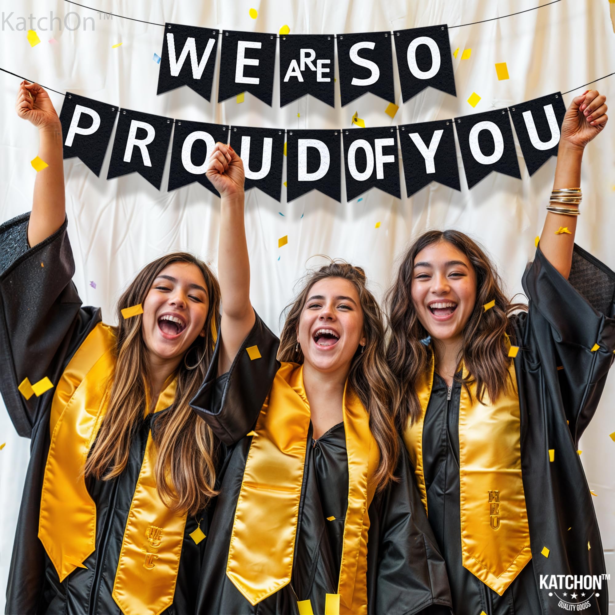 KatchOn We are So Proud of You Banner - 10ft Pre-Strung Congratulations Banner for 2026 Graduation Decorations