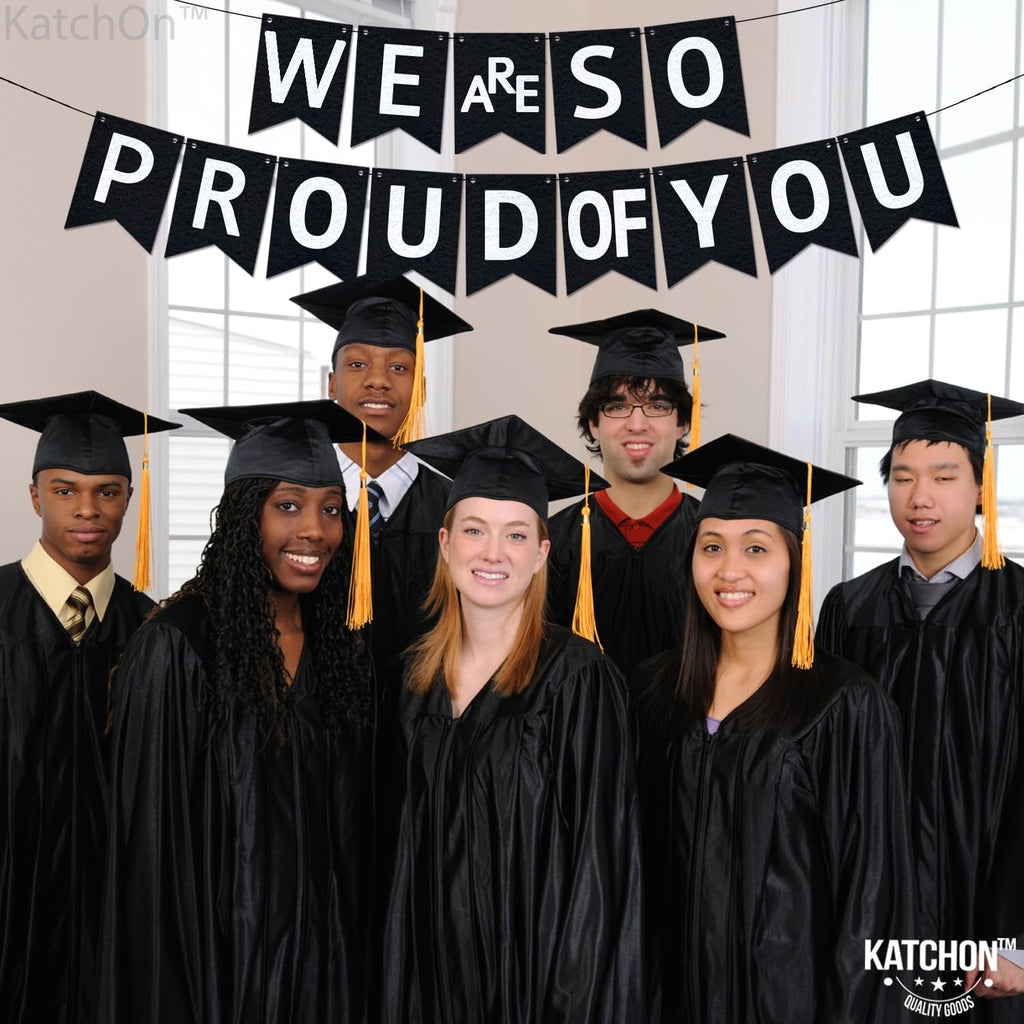 KatchOn We are So Proud of You Banner - 10ft Pre-Strung Congratulations Banner for 2026 Graduation Decorations