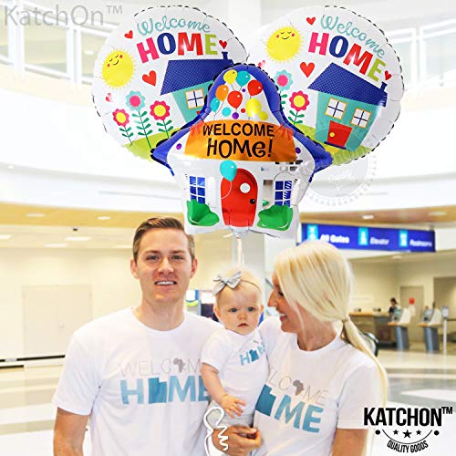 KatchOn Welcome Home Balloons Pack of 3 – House Shaped Foil Balloons in Blue White for Homecoming, Housewarming & Back to School Decor