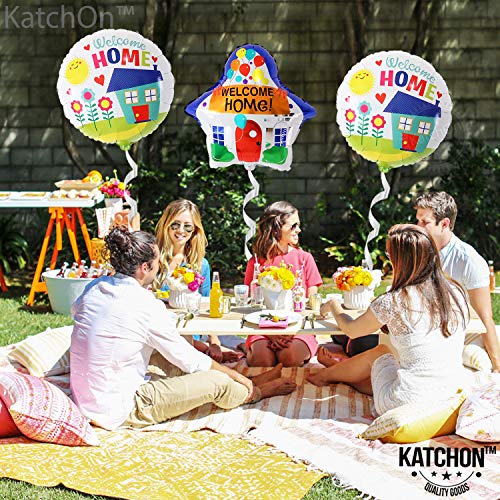 KatchOn Welcome Home Balloons Pack of 3 – House Shaped Foil Balloons in Blue White for Homecoming, Housewarming & Back to School Decor