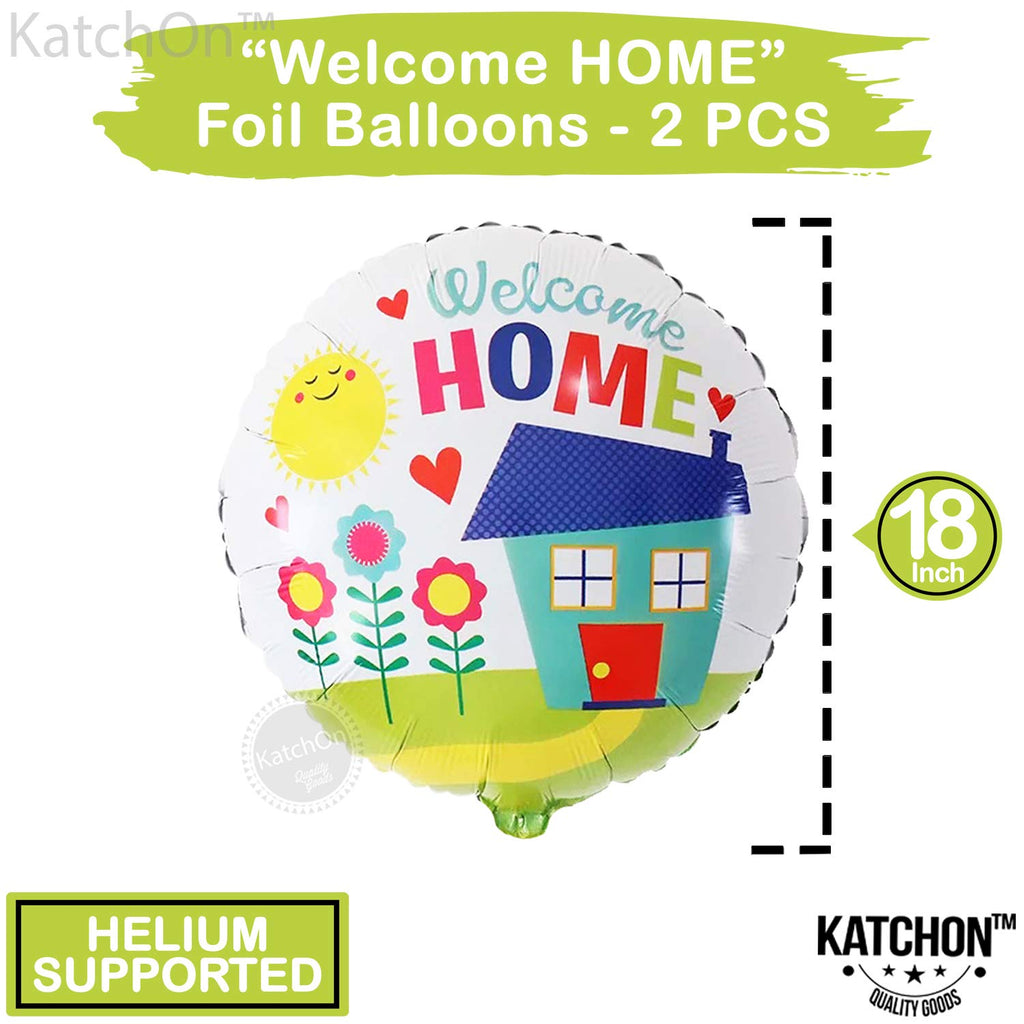 KatchOn Welcome Home Balloons Pack of 3 – House Shaped Foil Balloons in Blue White for Homecoming, Housewarming & Back to School Decor