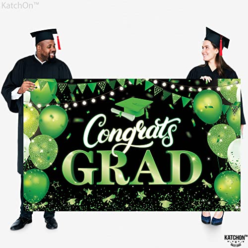 KatchOn XtraLarge Congratulations Graduation Banner - 72x44 Inch Green & Black for Class of 2026