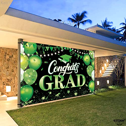 KatchOn XtraLarge Congratulations Graduation Banner - 72x44 Inch Green & Black for Class of 2026