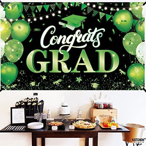 KatchOn XtraLarge Congratulations Graduation Banner - 72x44 Inch Green & Black for Class of 2026