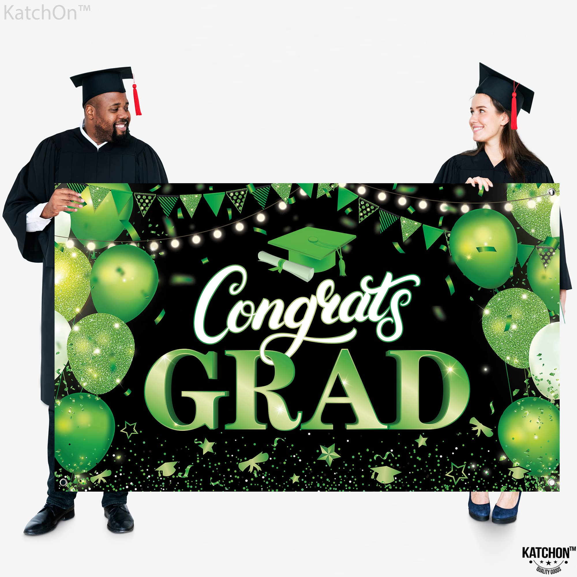 KatchOn XtraLarge Congratulations Graduation Banner - 72x44 Inch Green & Black for Class of 2026
