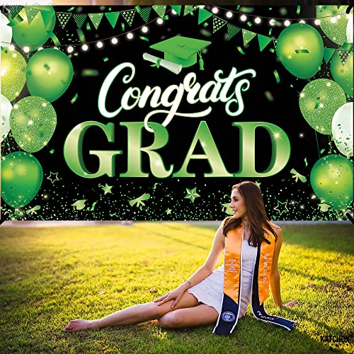 KatchOn XtraLarge Congratulations Graduation Banner - 72x44 Inch Green & Black for Class of 2026