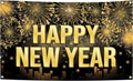 KatchOn XtraLarge Happy New Year Banner 2026 – 72x44 Inch Black and Gold NYE Backdrop