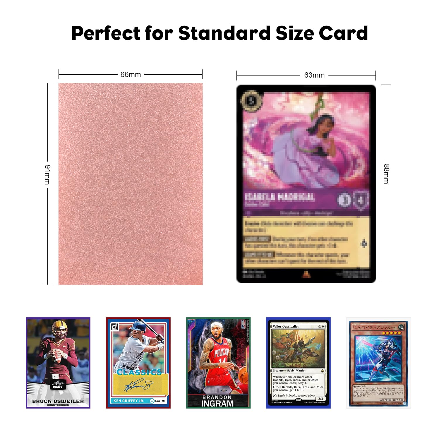 Katomula 300 Count Rose Gold Card Sleeves - Matte Back, Clear Front, Standard Size for MTG, Lorcana, Sports Cards