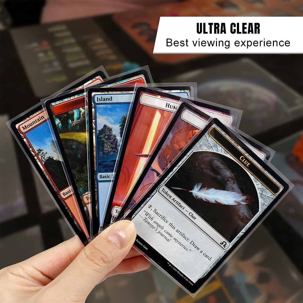 Katomula 300 Pack Clear Card Sleeves - Tear-Resistant Matte Textured Standard Size (66x91mm) for MTG and More