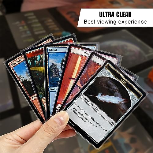 Katomula 300 Pack Clear Card Sleeves - Tear-Resistant Matte Textured Standard Size (66x91mm) for MTG and More