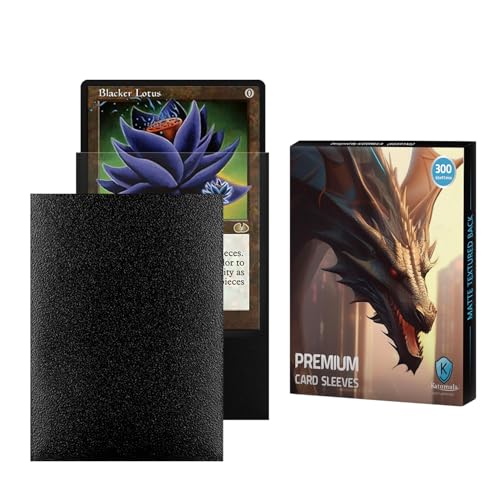 Katomula Black Matte Card Sleeves 300 Pack - Standard Size 66x91mm, Non-PVC, Edge-Tear Resistant