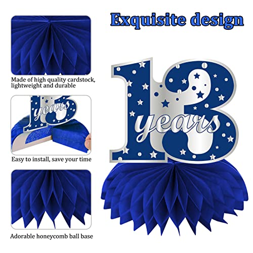 Kauayurk 8-Piece Blue Silver 13th Birthday Centerpieces for Boys
