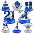 Kauayurk 8-Piece Blue Silver 21st Birthday Honeycomb Centerpieces Set