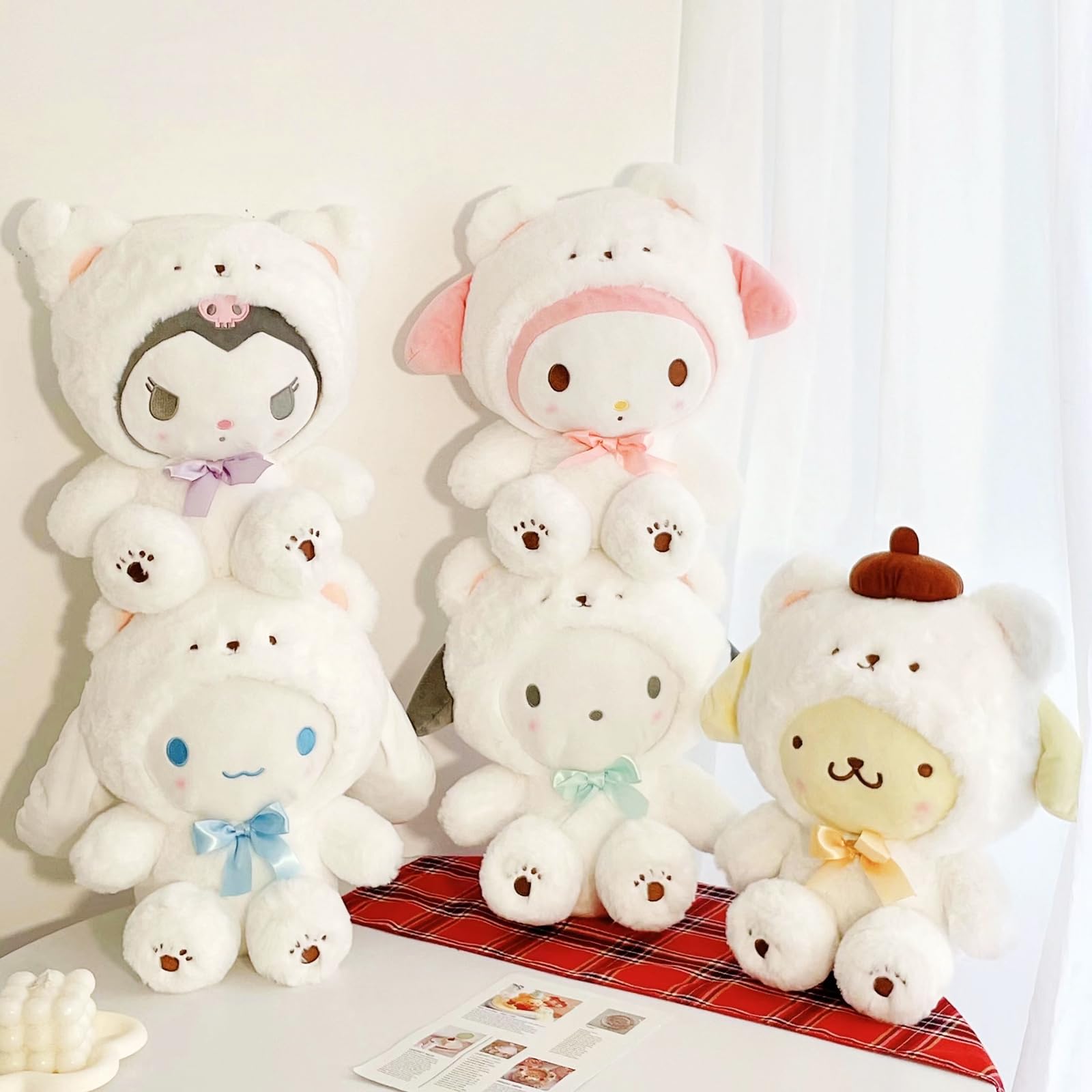 Kawaii White Bear Cross-Dressing Plush Toy - Soft Stuffed Animal Pillow for Kids, 20 cm