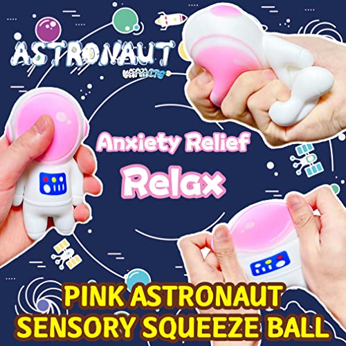 Kawaite 2-Pack Astronaut Stress Balls - Gold & Pink Squishy Fidget Toys for Kids & Adults, Anxiety Relief