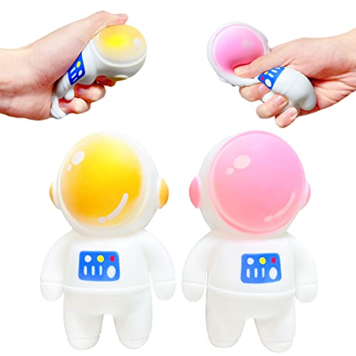 Kawaite 2-Pack Astronaut Stress Balls - Gold & Pink Squishy Fidget Toys for Kids & Adults, Anxiety Relief