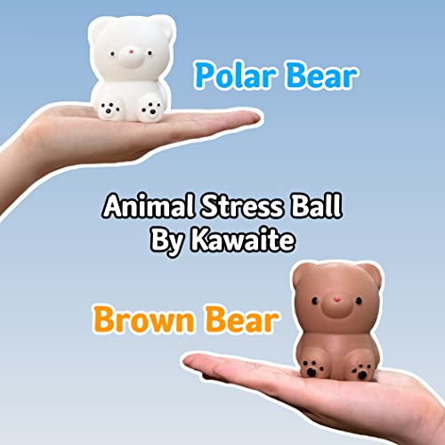 Kawaite 2 Pack Squishy Gummy Bear Stress Balls - White and Brown Dough Fidget Toy for Anxiety Relief and Focus