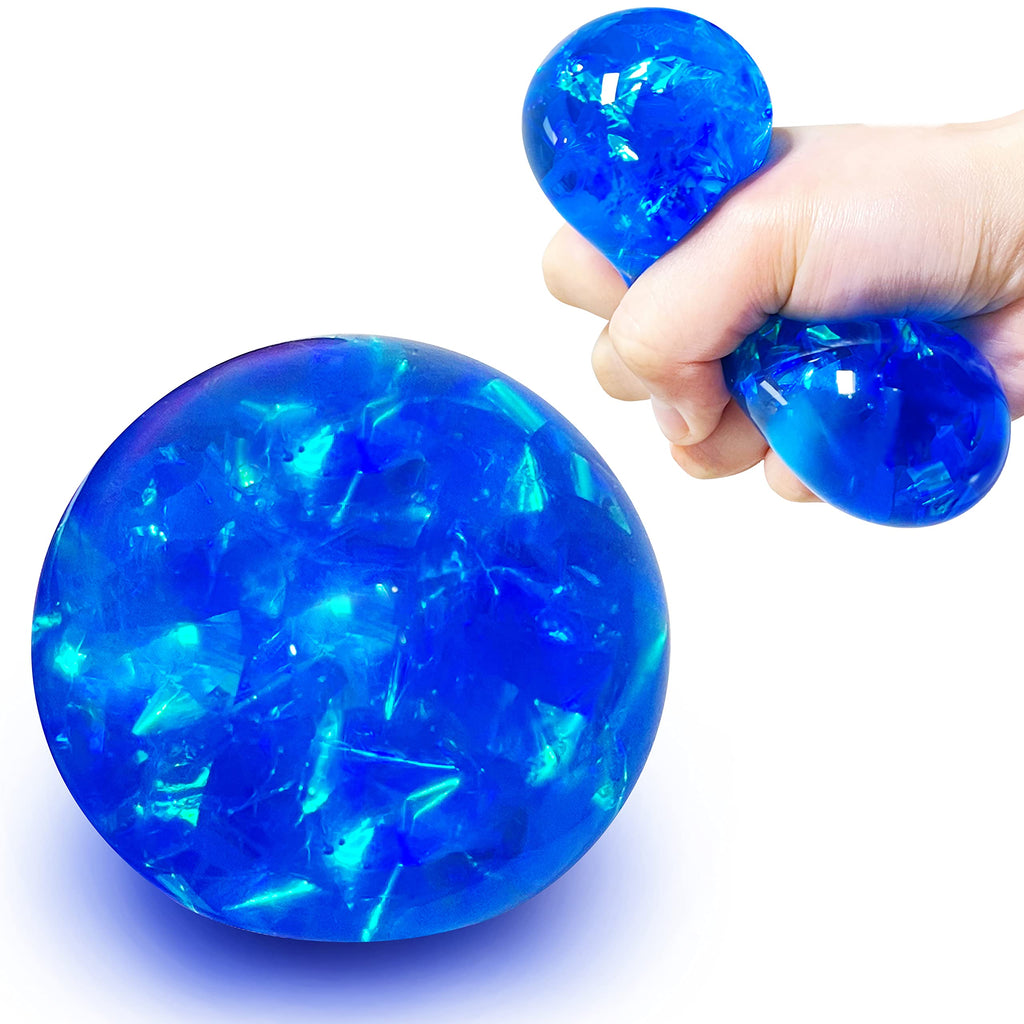 Kawaite Blue Squishy Glitter Stress Ball – Stretch and Squeeze Fidget Toy for Anxiety Relief