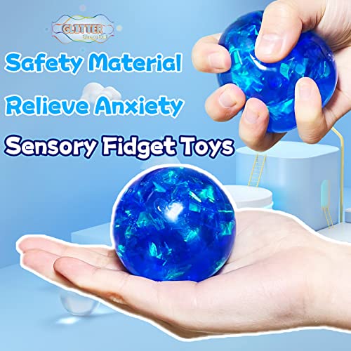Kawaite Blue Squishy Glitter Stress Ball – Stretch and Squeeze Fidget Toy for Anxiety Relief