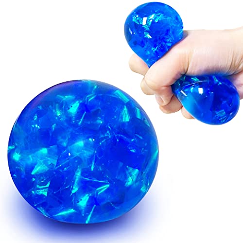 Kawaite Blue Squishy Glitter Stress Ball – Stretch and Squeeze Fidget Toy for Anxiety Relief