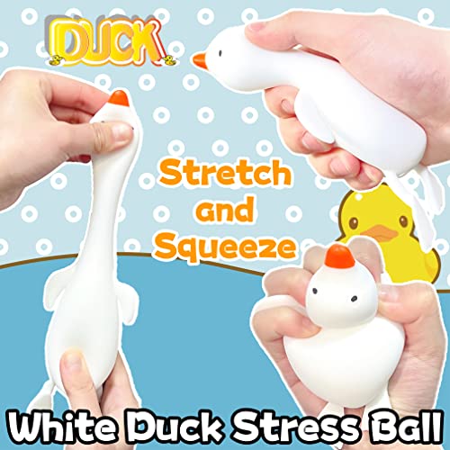 Kawaite White Duck Squishy Stress Ball – Stretchy Dough Fidget Toy for Anxiety Relief, Safe TPR Material, Fun for Kids and Adults
