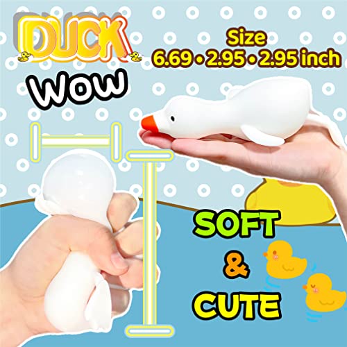 Kawaite White Duck Squishy Stress Ball – Stretchy Dough Fidget Toy for Anxiety Relief, Safe TPR Material, Fun for Kids and Adults