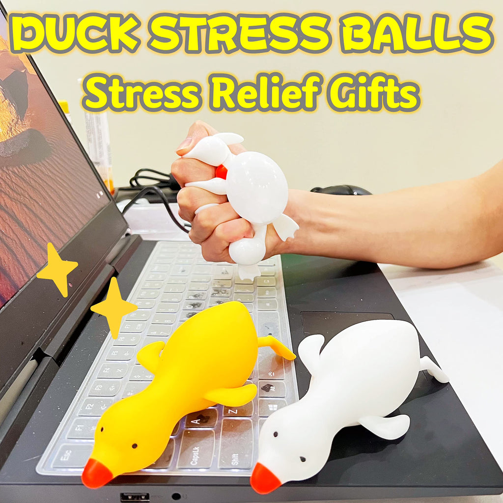 Kawaite White Duck Squishy Stress Ball – Stretchy Dough Fidget Toy for Anxiety Relief, Safe TPR Material, Fun for Kids and Adults