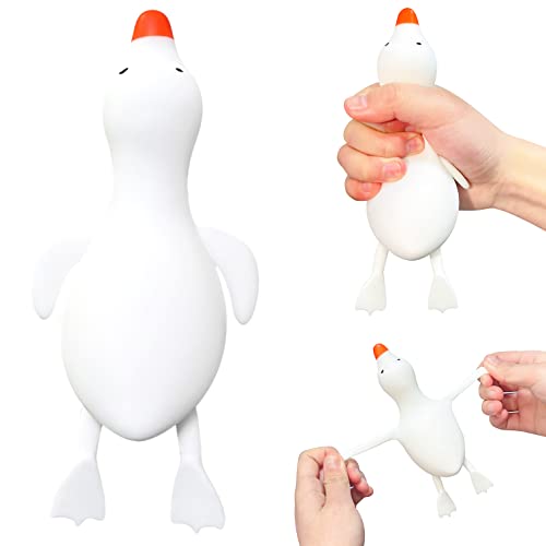 Kawaite White Duck Squishy Stress Ball – Stretchy Dough Fidget Toy for Anxiety Relief, Safe TPR Material, Fun for Kids and Adults