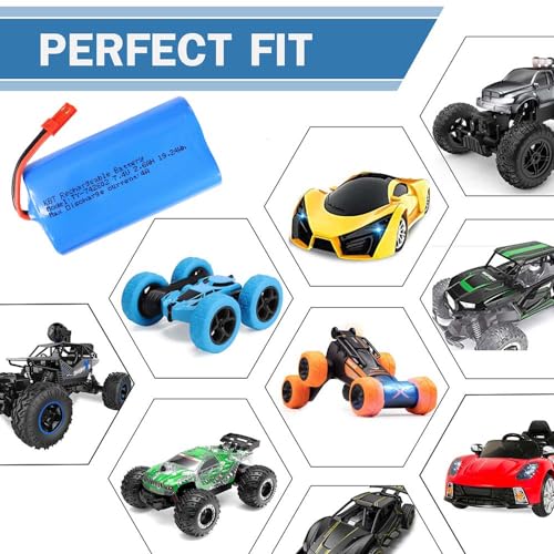 KBT 7.4V 2600mAh Li-ion Rechargeable Battery Pack with Red JST-2P Plug for RC Vehicles and Electronics