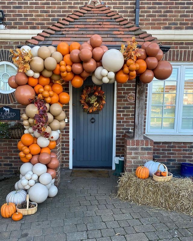 Kcoria 138-Piece Fall Balloon Garland Arch Kit - Double Stuffed Burnt Orange & Terracotta Balloons for Baby Shower, Birthday, Wedding Party Decor