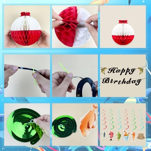 KDPATFAV Gone Fishing Party Decorations Kit with Banners, Swirls & Balloons