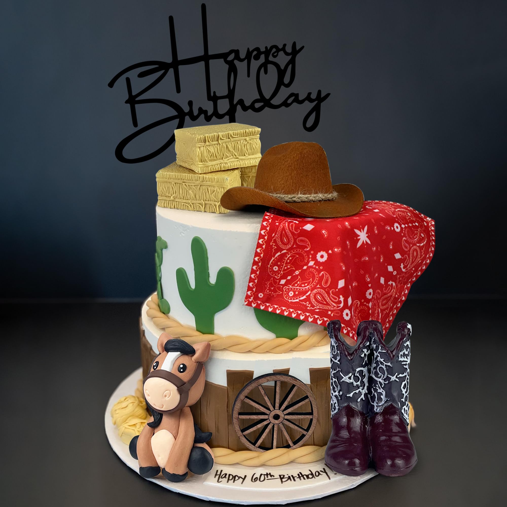 KEEPARTY 11-Piece Cowboy Cake Toppers – Hat, Boot, Horse, and Western Decorations for Birthday or Baby Shower