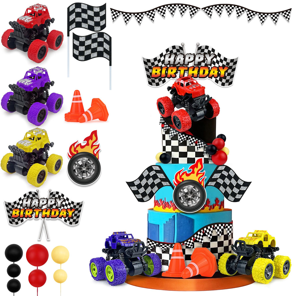 KEEPARTY 20-Piece Truck Cake Decoration Set – Off-Road Vehicle Cake Toppers for Car-Themed Parties