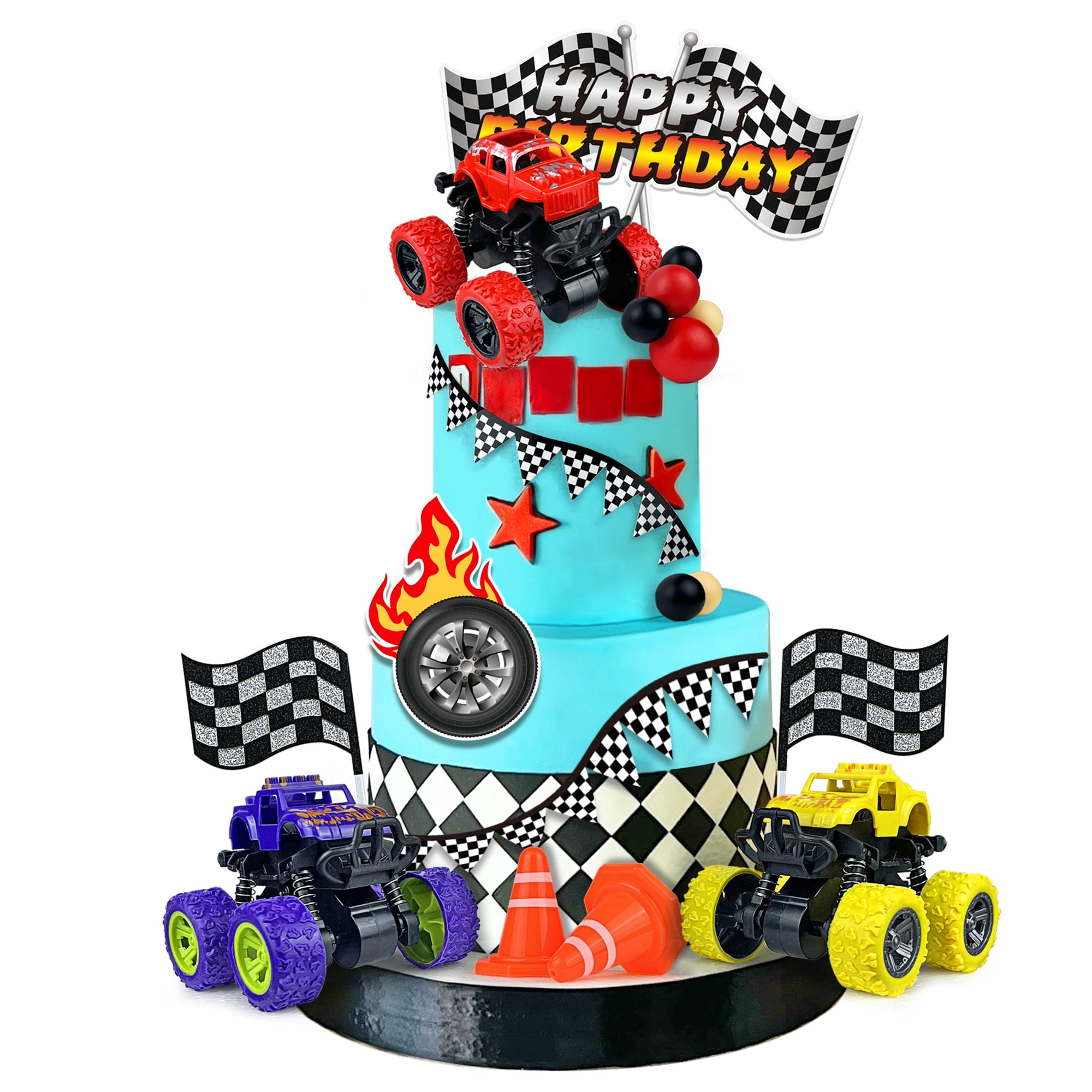 KEEPARTY 20-Piece Truck Cake Decoration Set – Off-Road Vehicle Cake Toppers for Car-Themed Parties