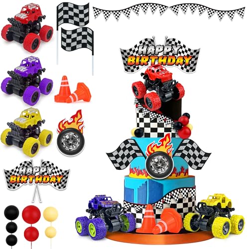 KEEPARTY 20-Piece Truck Cake Decoration Set – Off-Road Vehicle Cake Toppers for Car-Themed Parties