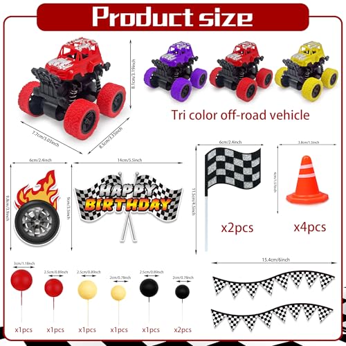 KEEPARTY 20-Piece Truck Cake Decoration Set – Off-Road Vehicle Cake Toppers for Car-Themed Parties