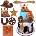 KEEPARTY Cowboy Hat & Boot Cake Toppers - 8-Piece Western Party Decor Set