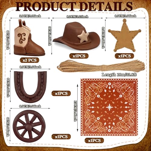 KEEPARTY Cowboy Hat & Boot Cake Toppers - 8-Piece Western Party Decor Set