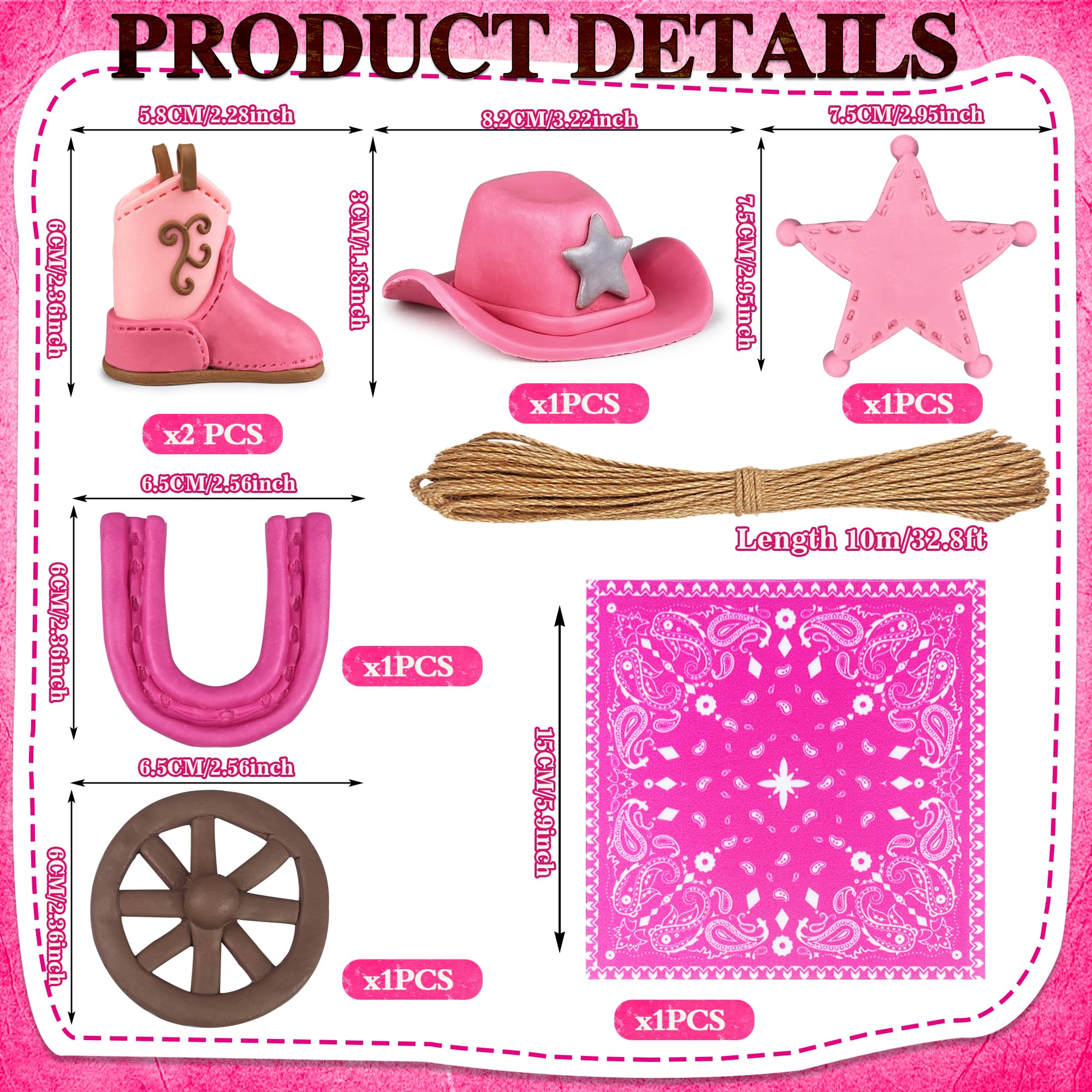 KEEPARTY Cowgirl Cake Toppers Set – Hat, Boot, Star, Horseshoe & More for Western Theme Parties