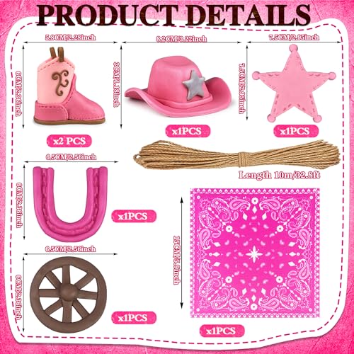 KEEPARTY Cowgirl Cake Toppers Set – Hat, Boot, Star, Horseshoe & More for Western Theme Parties