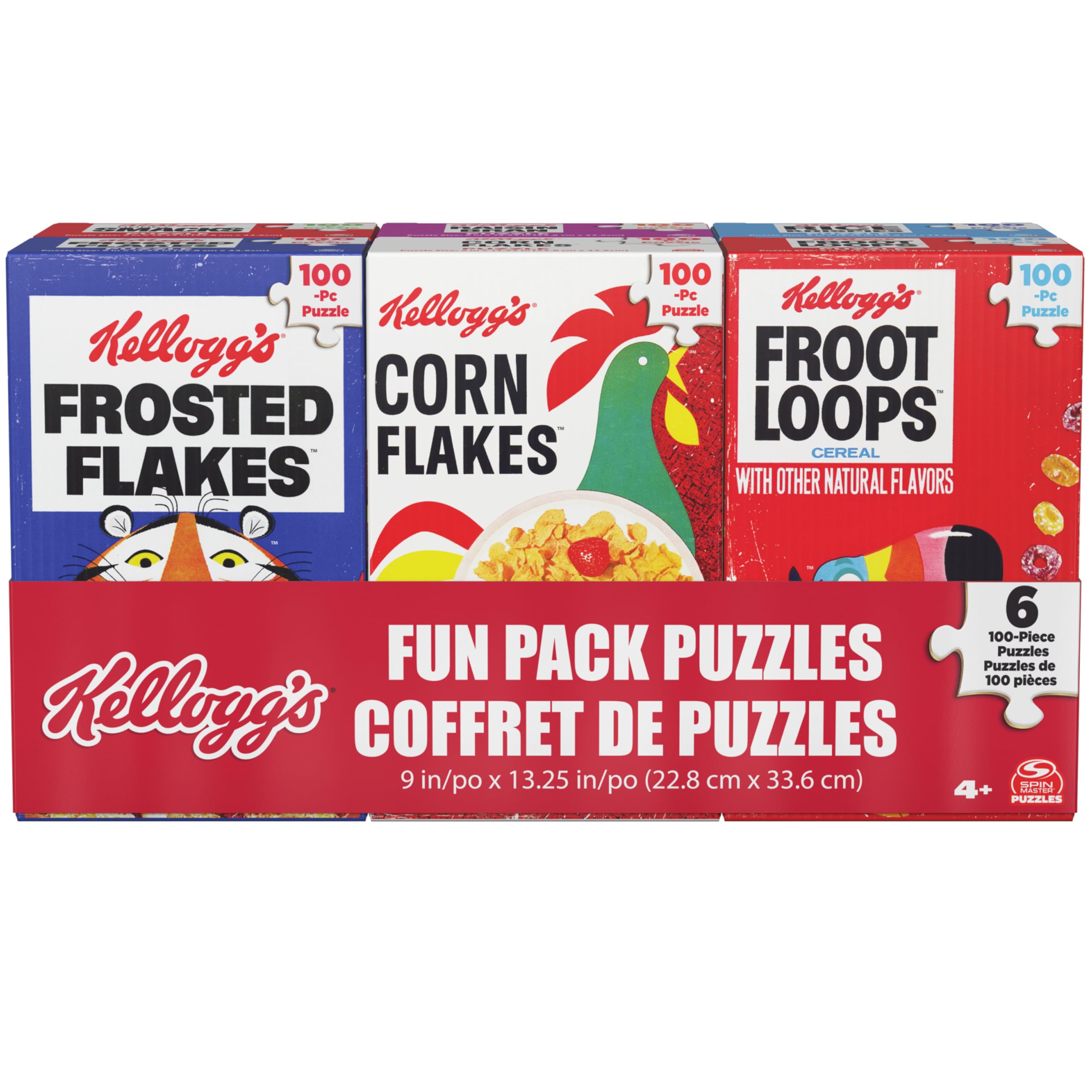 Kellogg's Cereal Puzzles 6-Pack – Mini Cereal Box Jigsaw Puzzles (100 Pieces Each, Ages 4+)