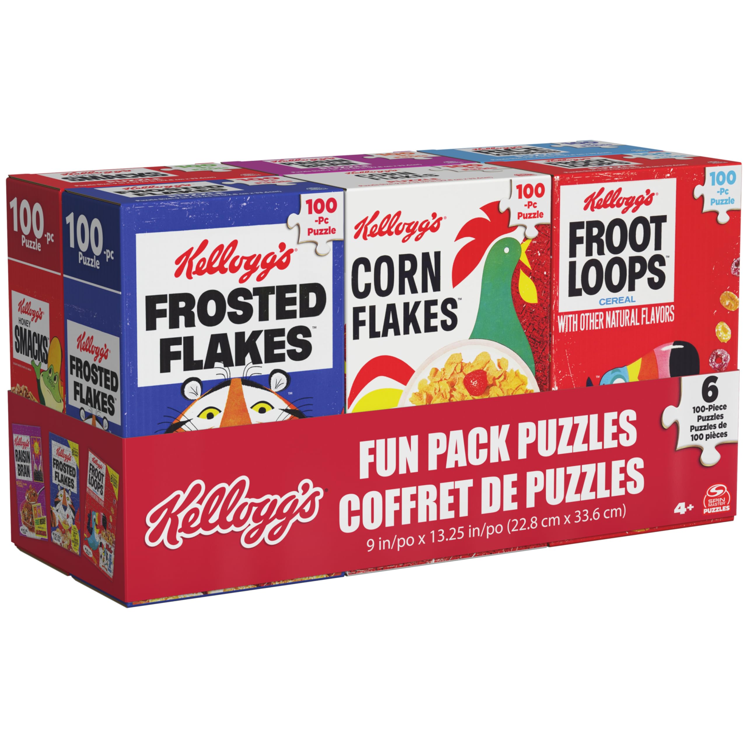 Kellogg's Cereal Puzzles 6-Pack – Mini Cereal Box Jigsaw Puzzles (100 Pieces Each, Ages 4+)