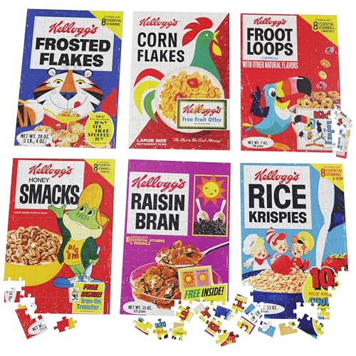 Kellogg's Cereal Puzzles 6-Pack – Mini Cereal Box Jigsaw Puzzles (100 Pieces Each, Ages 4+)