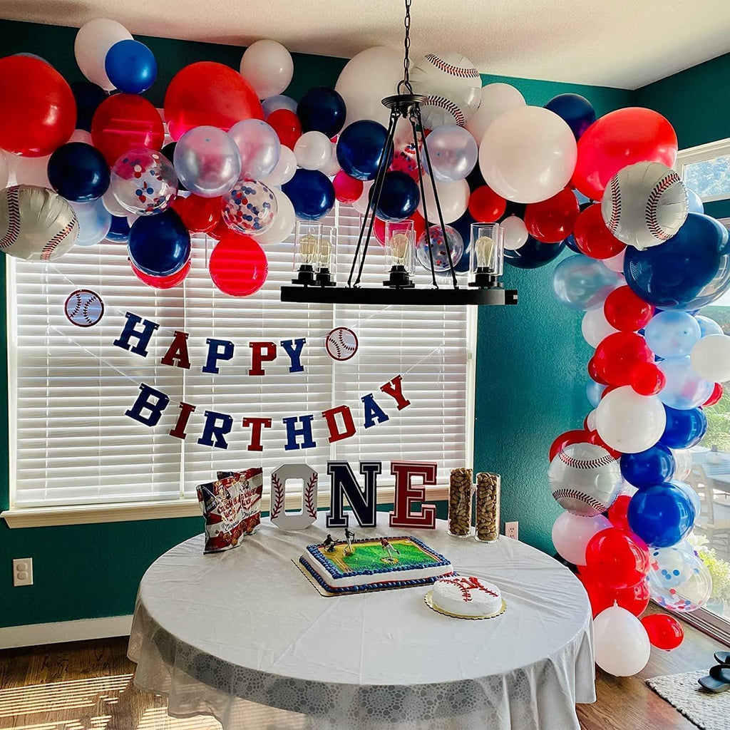 KEPMOV 130-Piece Red White and Blue Balloon Arch Kit – Pearl Royal Blue, Light Blue, Red & White Confetti Balloons for Patriotic Celebrations