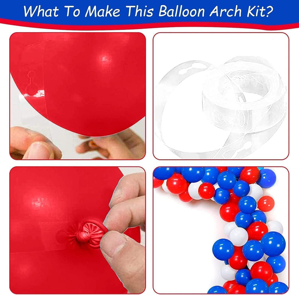 KEPMOV 130-Piece Red White and Blue Balloon Arch Kit – Pearl Royal Blue, Light Blue, Red & White Confetti Balloons for Patriotic Celebrations