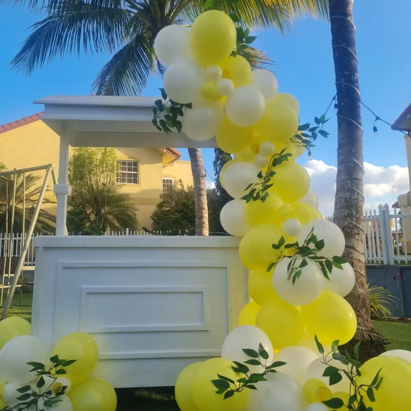 KEPMOV 60 Pack Yellow and White Balloons 12 Inch Latex Helium Party Decoration