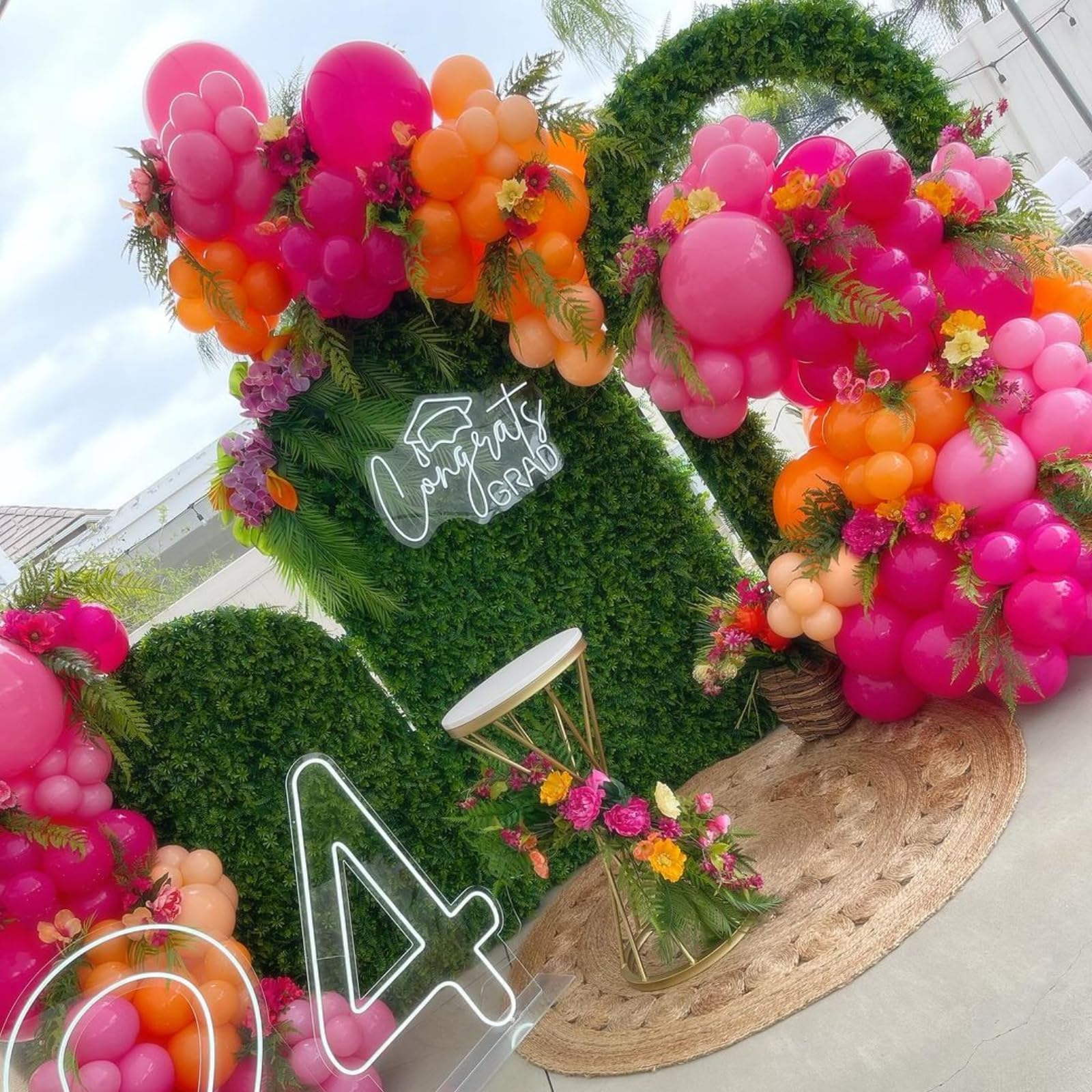 KEPMOV 60 Pcs Pink and Orange Balloons - 12 Inch Latex Party Balloons for Birthdays, Bridal Showers, Weddings & Summer Decor